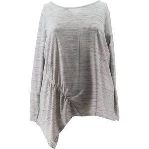 NWT DG2 BY DIANE GILMAN‎ ASYMMETRIC STRIPED TOP HEATHER GRAY MEDIUM